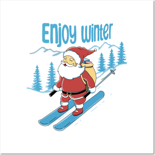 Santa Claus Enjoy Winter Posters and Art